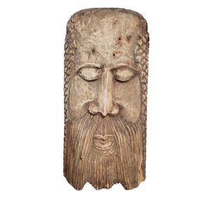 Vintage Handmade Carved Wood Face Rostro de Madera Tallado a Mano
